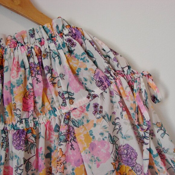 Tularosa REVOLVE Floral Mini Dress Off Shoulder Boho Romantic Tunic Top Size XS - Picture 7 of 14